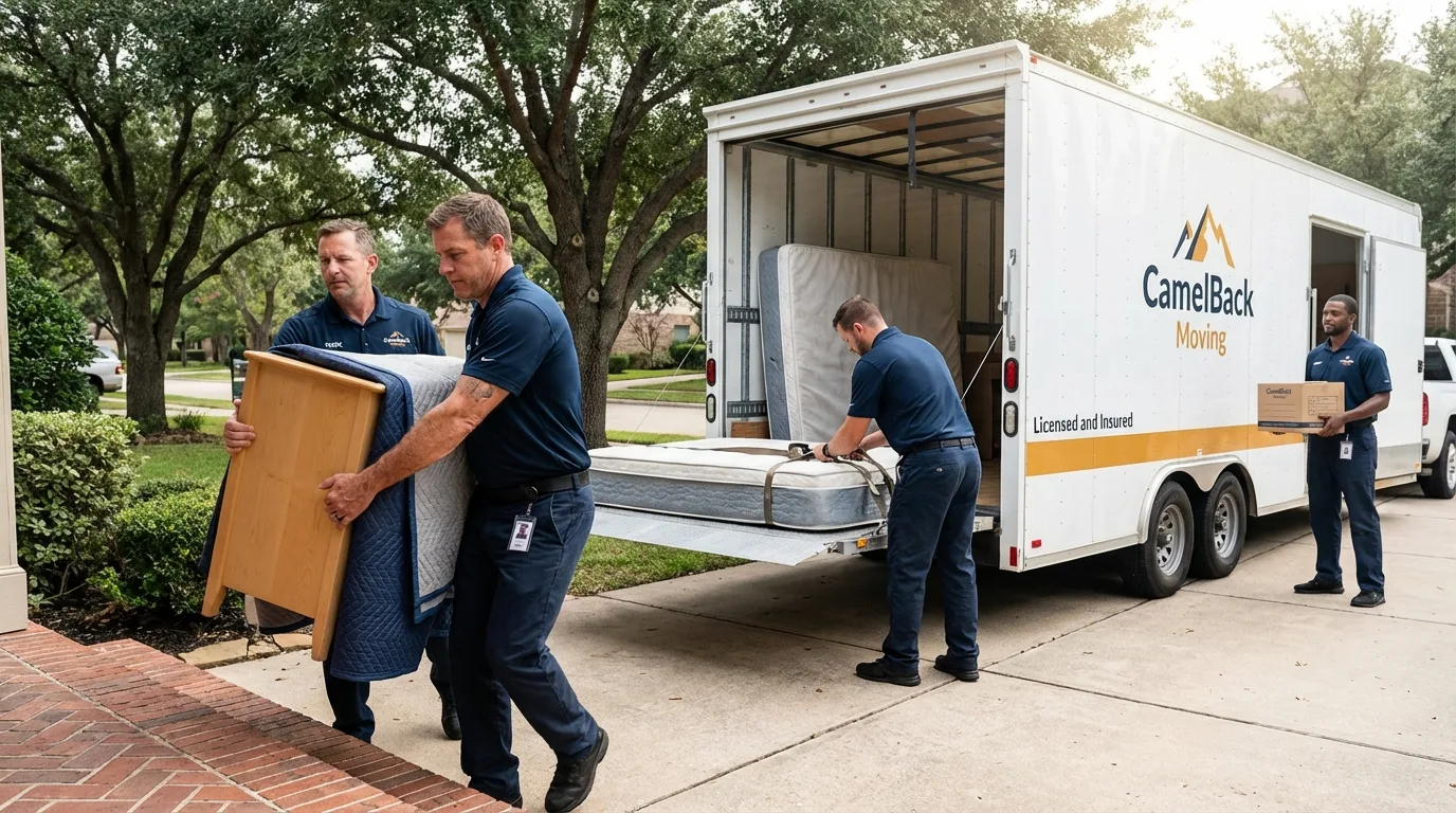 Crew loading residential truck for cross-state move from Woonsocket, SD
