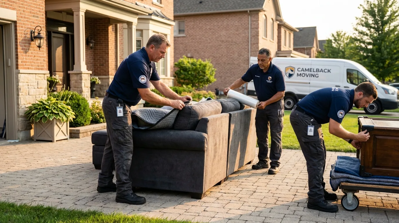 Large estate moving crew wrapping furniture in Woonsocket, SD